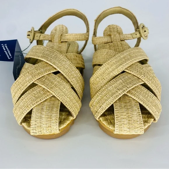 NEW FARM Rio Raffia Zigzag Slingback Natural Vegan Sandal 7M - Picture 3 of 9
